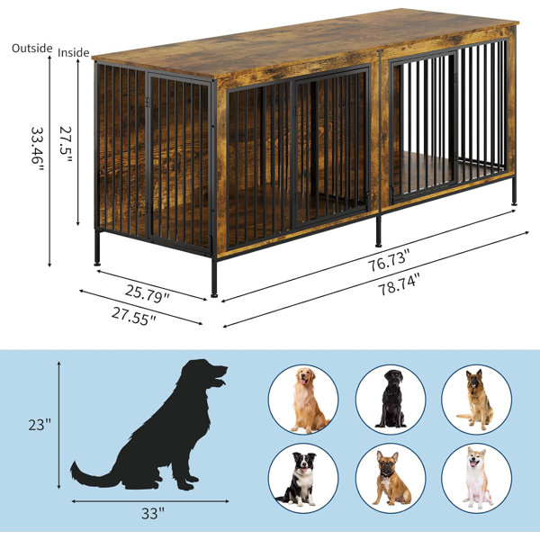 Tucker Murphy Pet™ XL Dog Crate Furniture for 2 Dogs, Heavy Duty Double ...